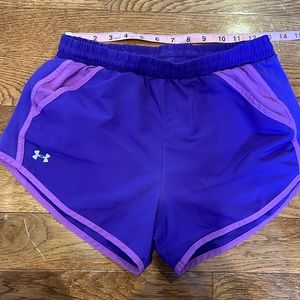 Under Armour small purple athletic running shorts drawstring waist